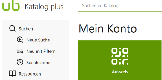Screenshot UB Bibliothekskonto