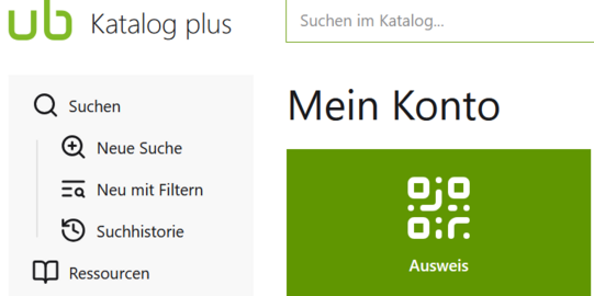 Screenshot UB Bibliothekskonto