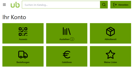 Screenshot Bibliothekskonto