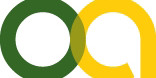 Kleines grünes "o", kleines gelbes "a" ineinanderfließend als Logo