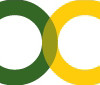 Small green "o", small yellow "a" flowing into each other as logo