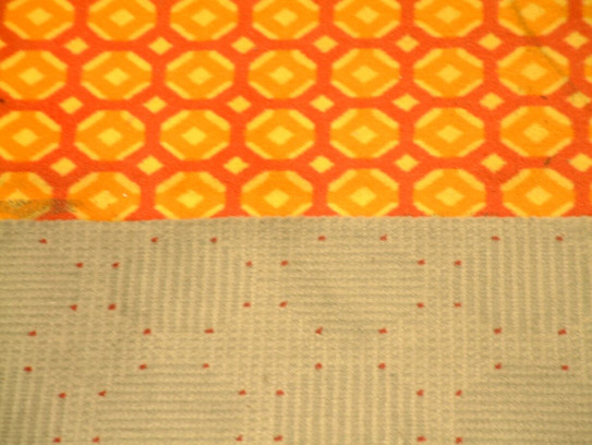 Orange patterned carpet, gray patterned carpet