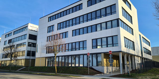 Gebäude Sebrathweg 7, Hinteransicht Interimsgebäude der Bibliothek am Sebrathweg 7, Hinteransicht