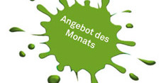 Grüner Farbfleck, Symbol für Angebot des Monats an Datenbanken/E-Books