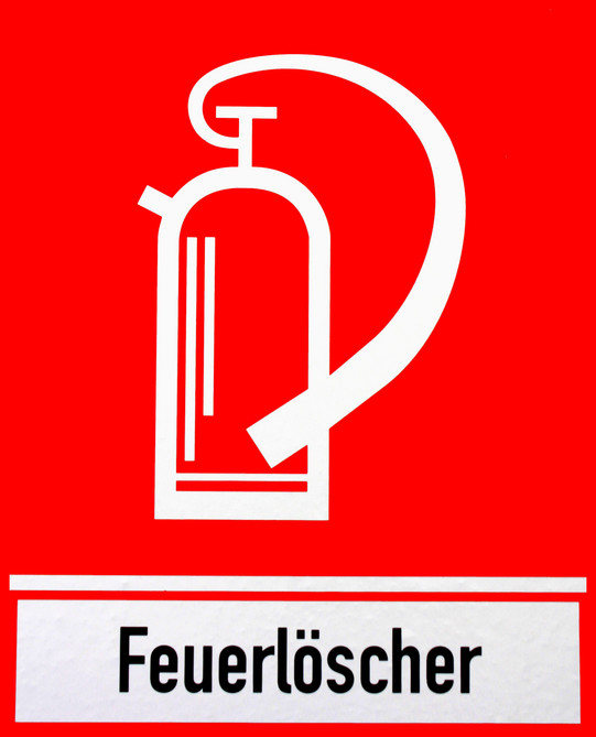 Schild mit Symbol und Aufschrift Feuerlöscher