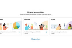 Anzeige verschiedener Kategorien zur Auswahl