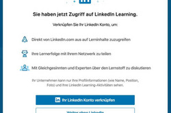 Bestätigung einer erfolgreichen Anmeldung bei LinkedIn Learning