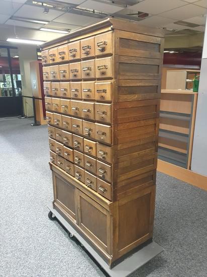 Wood cabinet photographed from the right