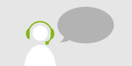 Icon Person mit Headset neben einer leeren Sprechblase